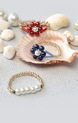 Pearl Bead Flower Rings