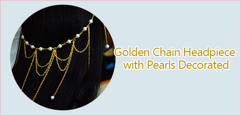 Golden Chain Headpiece with Pearls Decorated