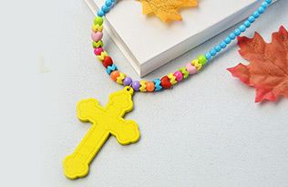 Colorful Acrylic Beads Necklace with Cross Pendants