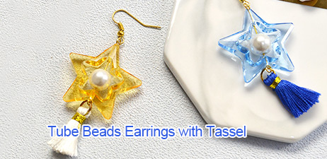 Tube Beads Earrings with Tassel